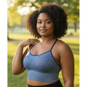 PINK Victoria’s Secret Seamless Sports Bra Medium Blue Heather Racerback